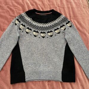 Tommy Hilfiger Fair Isle Heart Sweater Navy Cream Gray Size XS